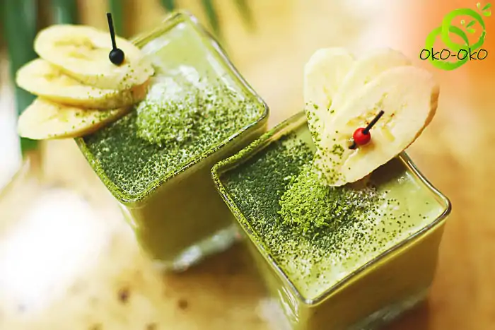 Pasteles y postres de matcha. | OkO-OKO™ Tarta de queso con crema de matcha