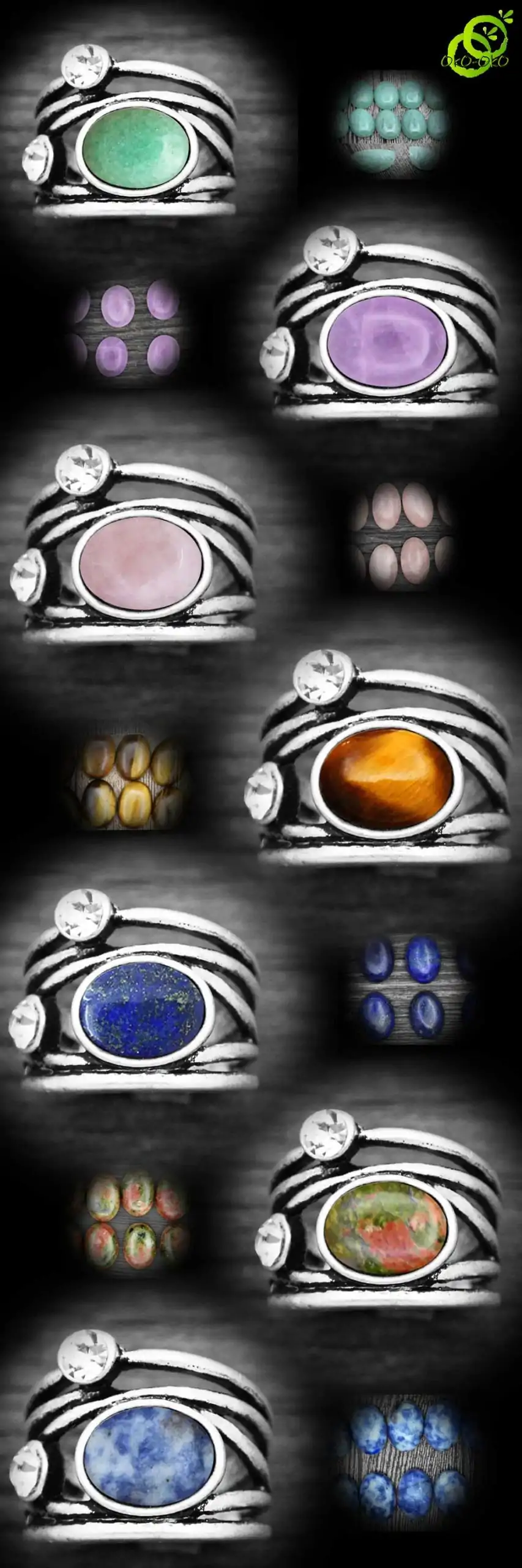 Bague Pierre Naturelle toutes les variantes de couleurs | oko-oko