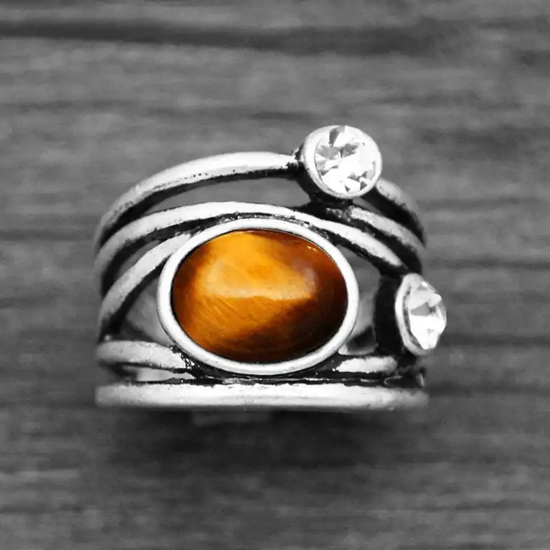 Bijou Lithothérapie <br> Bague Pierre Naturelle. | OkO-OKO™ Bague Pierre Naturelle semi précieuse Œil de tigre 2 | oko-oko