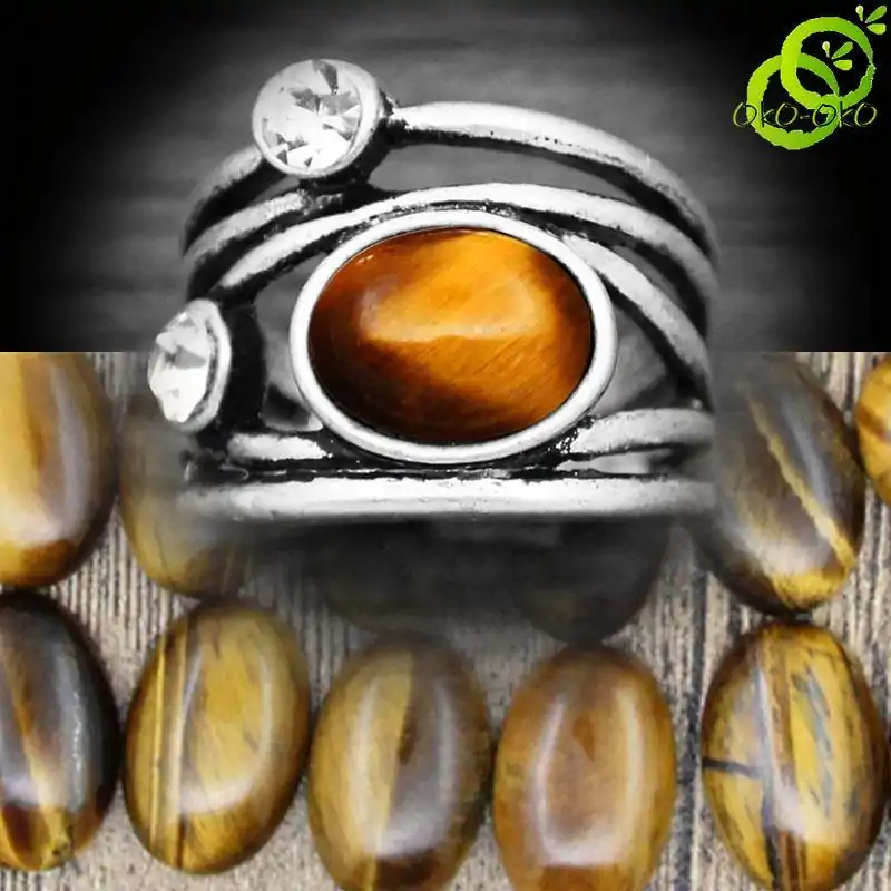 Bijou Lithothérapie <br> Bague Pierre Naturelle. | OkO-OKO™ Bague Pierre Naturelle semi précieuse Œil de tigre | oko-oko