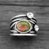 Bijou Lithothérapie <br> Bague Pierre Naturelle. | OkO-OKO™ Bague Pierre Naturelle semi précieuse Pierre d'Unakite 2 | oko-oko