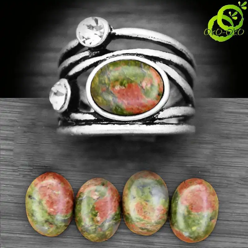Bijou Lithothérapie <br> Bague Pierre Naturelle. | OkO-OKO™ Bague Pierre Naturelle semi précieuse Pierre d'Unakite | oko-oko