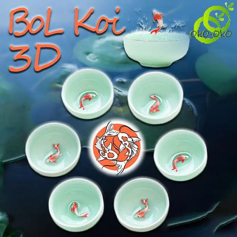 Service à Thé <br> Bol à Thé Koi 3D (6 pcs, 3 variantes). Bol a the Koi oko oko | OkO-OKO™