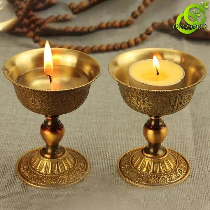 Bouddhisme <br> Calice bouddhiste. | OkO-OKO™ Calice sculpté bouddhiste lampe à beurre | oko oko