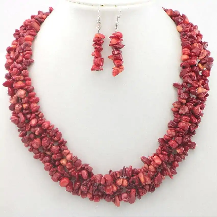 Bijou Lithothérapie <br> Parure bijoux pierre naturelle. | OkO-OKO™ Parure bijoux pierre naturelle Corail Rouge | oko oko