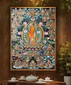 Toile bouddhiste Thangka bouddha sur le lotus | oko oko
