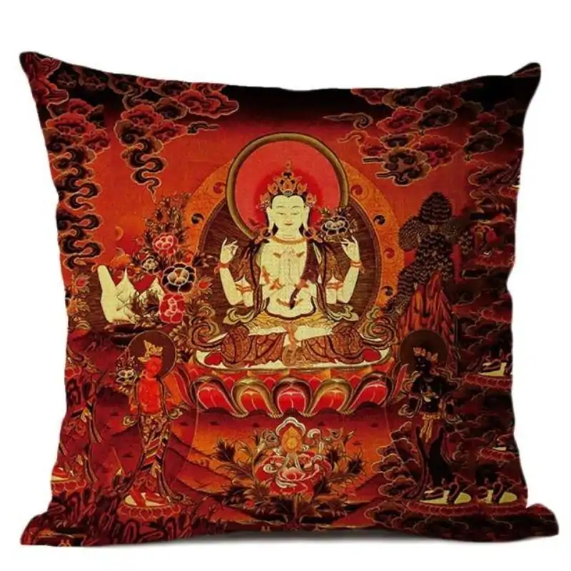 Bouddhisme <br> Coussin Bouddha (9 Variante). | OkO-OKO™ Coussin Bouddha rouge | OkO-OkO