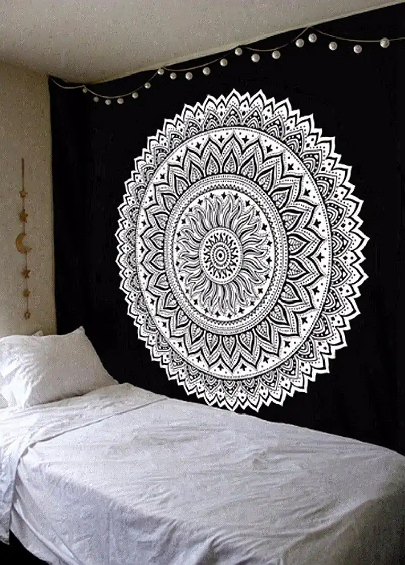 Wanddekoration Schwarz-Weiß Mandala Wandbehang. | OkO-OKO™ Wanddekoration Wandbehang Mandala Schwarz und Weiß. | OkO-OkO™