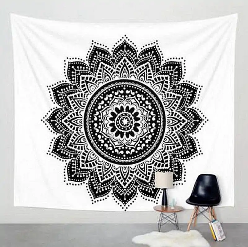 Wanddekoration Schwarz-Weiß Mandala Wandbehang. | OkO-OKO™ Wanddekoration Wandbehang Mandala Schwarz und Weiß. | OkO-OkO™