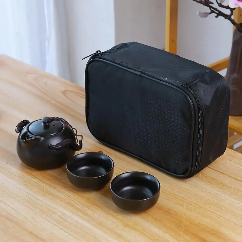 Travel Tea Set (6 variants). | OkO-OKO™ Black Travel Tea Set 2 bowls +1 teapot and carrying bag | OkO-OkO
