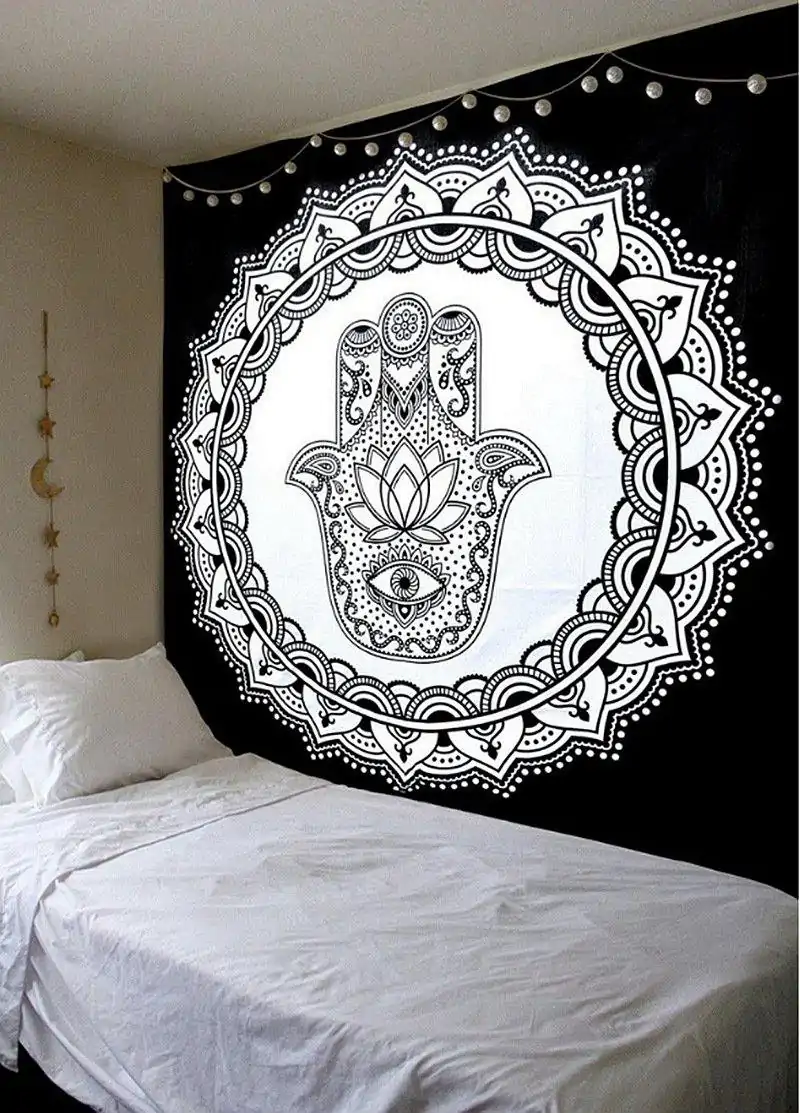 Wanddekoration Schwarz-Weiß Mandala Wandbehang. | OkO-OKO™ Wanddekoration Wandbehang Mandala Schwarz und Weiß. | OkO-OkO™