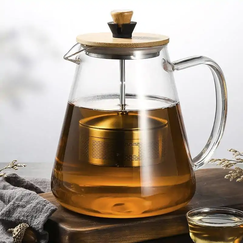 Théières en Verre <br> Avec Filtre Rétractable. | OkO-OKO™ Théière en Verre avec Filtre remontant hors de l'infusion| OkO-OkO