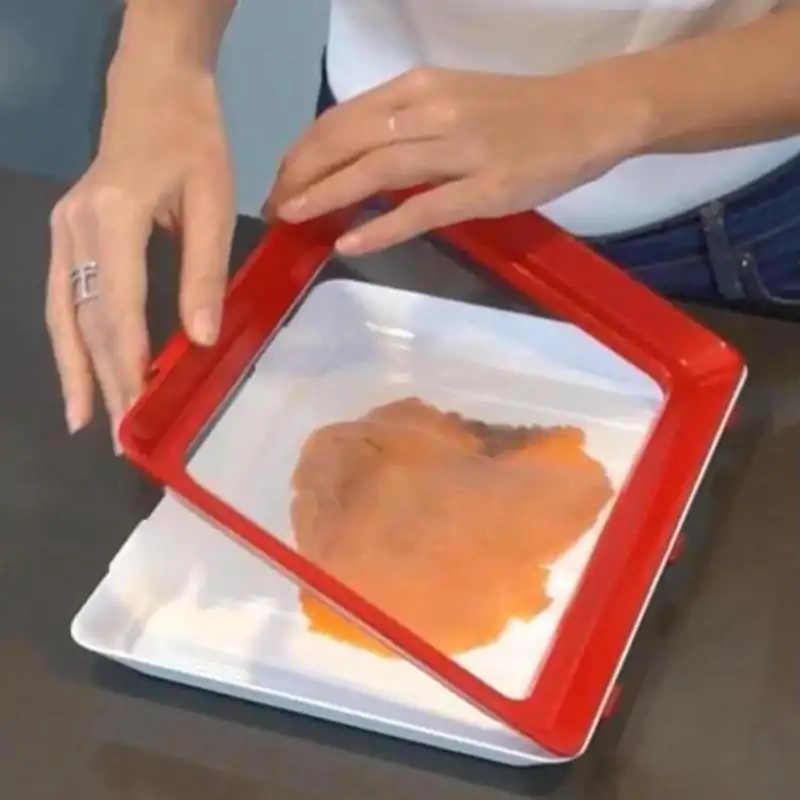 Kitchen Utensils Food Storage Tray | OkO-OKO™ Creative Food Plastic Preservation Tray Clever Tray Silicone Caps for Food Taper Food Saver Vacuum Cover Storage Container Set | OkO-OkO™