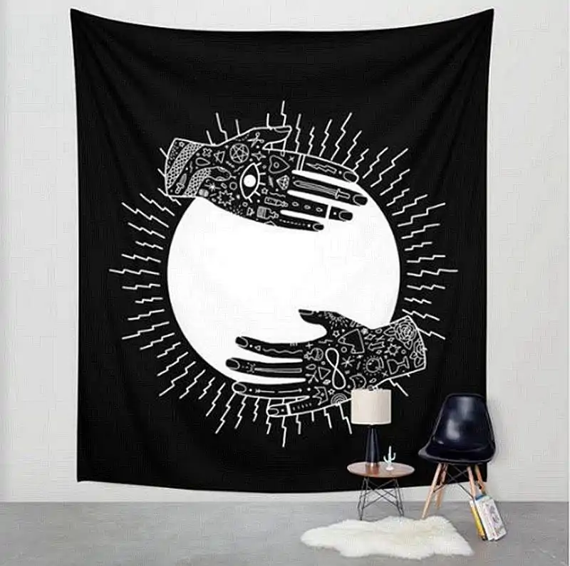 Wanddekoration Schwarz-Weiß Mandala Wandbehang. | OkO-OKO™ Wanddekoration Wandbehang Mandala Schwarz und Weiß. | OkO-OkO™