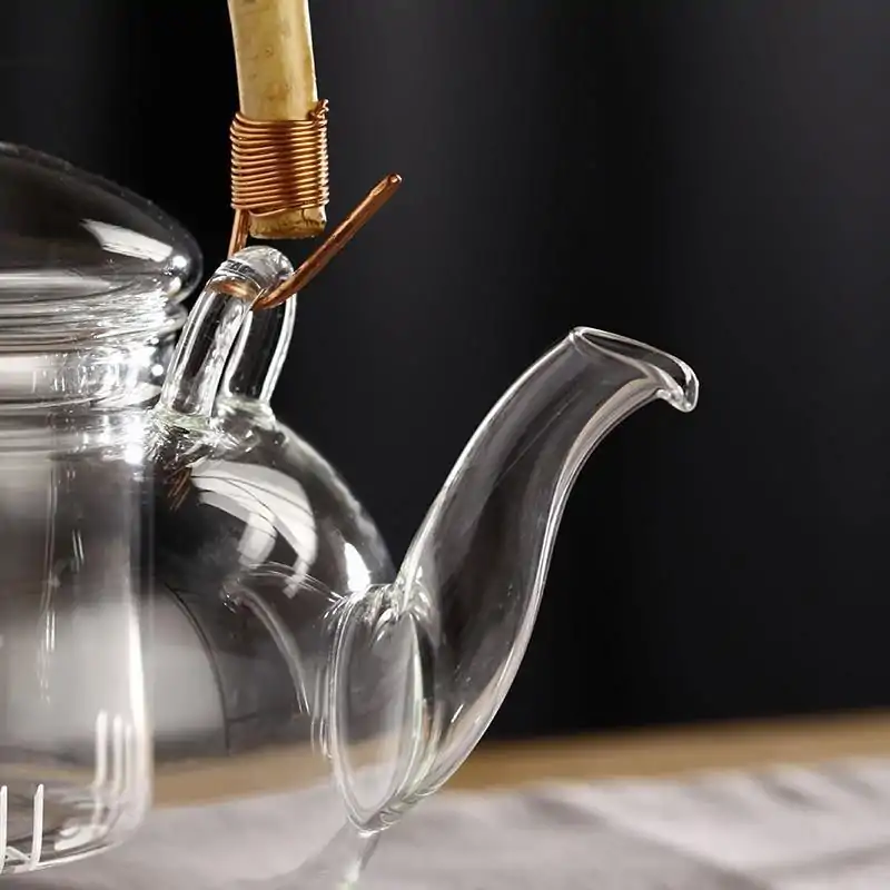 Théière Verre <br> Anse Bambou | OkO-OKO™ Theiere Verre Anse Bambou stop gouttes | OkO-OkO™