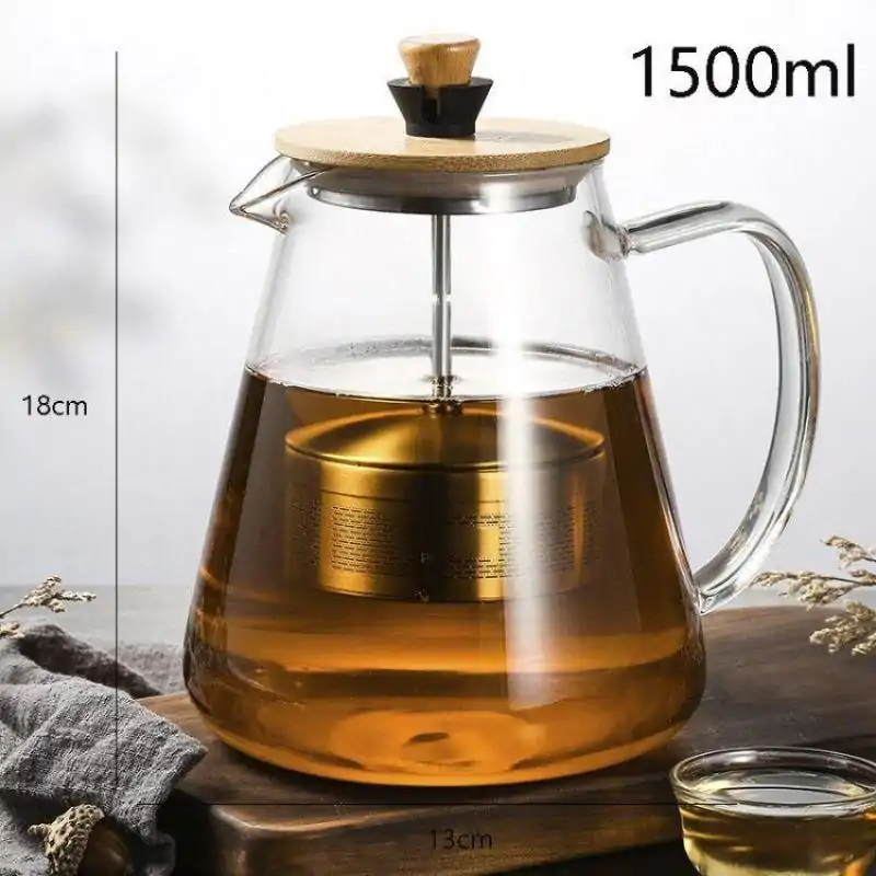 Théières en Verre <br> Avec Filtre Rétractable. | OkO-OKO™ Theiere-verre-avec-filtre-retractable 1500 ml | okooko