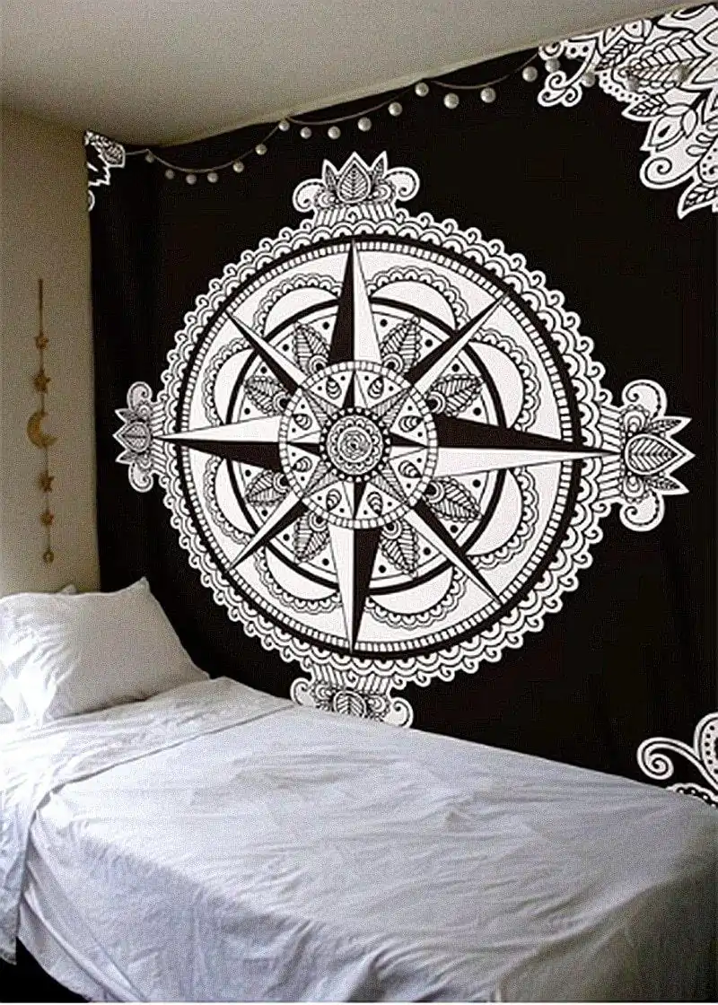 Wanddekoration Schwarz-Weiß Mandala Wandbehang. | OkO-OKO™ Wanddekoration Wandbehang Mandala Schwarz und Weiß. | OkO-OkO™