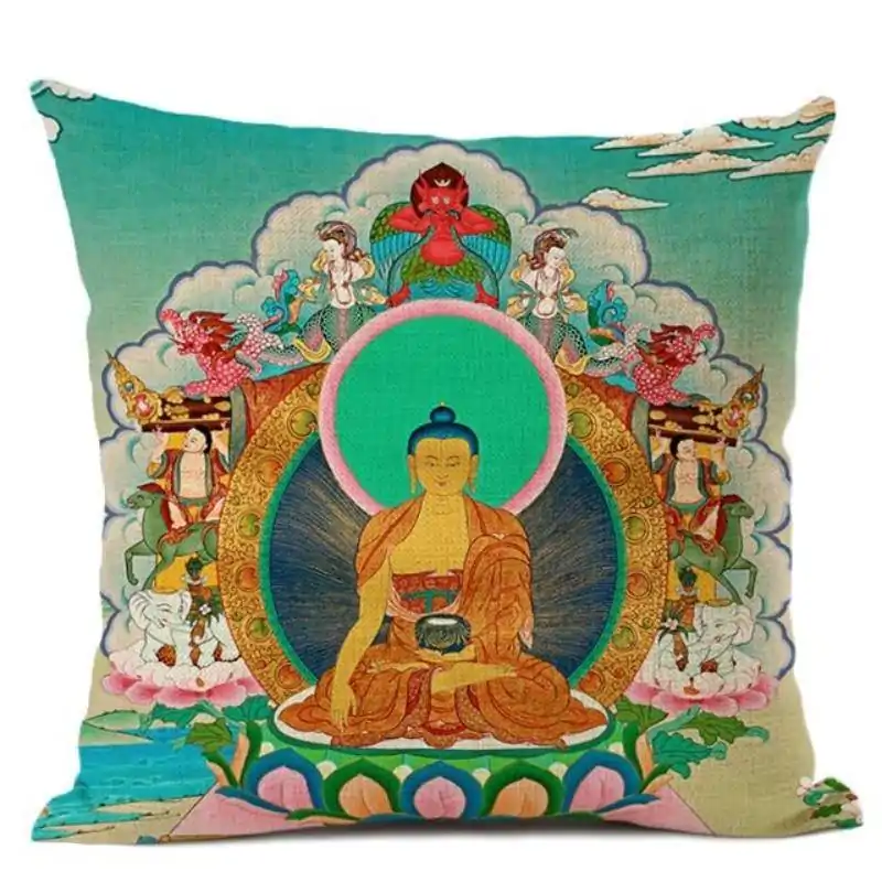 Bouddhisme <br> Coussin Bouddha (9 Variante). | OkO-OKO™ Coussin Bouddha avec divinités | OkO-OkO