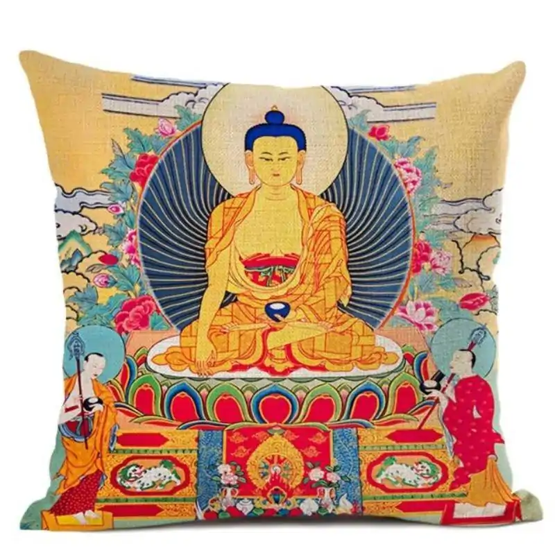 Bouddhisme <br> Coussin Bouddha (9 Variante). | OkO-OKO™ Coussin Bouddha jaune | OkO-OkO