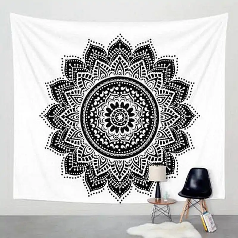 Wanddekoration Schwarz-Weiß Mandala Wandbehang. | OkO-OKO™ Wanddekoration Wandbehang Mandala Schwarz und Weiß. | OkO-OkO™