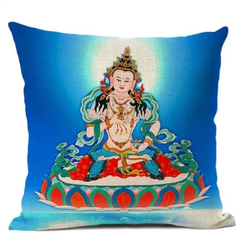 Bouddhisme <br> Coussin Bouddha (9 Variante). | OkO-OKO™ Coussin Guanyin bleu ciel | OkO-OkO
