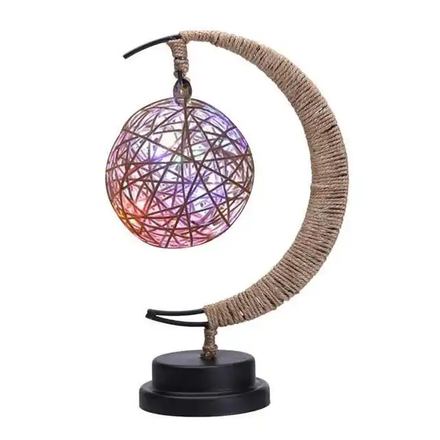 Décoration lumineuse <br>Lampe Croissant de Lune. | OkO-OKO™ Décoration lumineuse Lampe Croissant de Lune avec boule en rotin | oko-oko