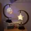 Décoration lumineuse <br>Lampe Croissant de Lune. | OkO-OKO™ Lampe Croissant de Lune avec étoile et boule en rotin| oko-oko