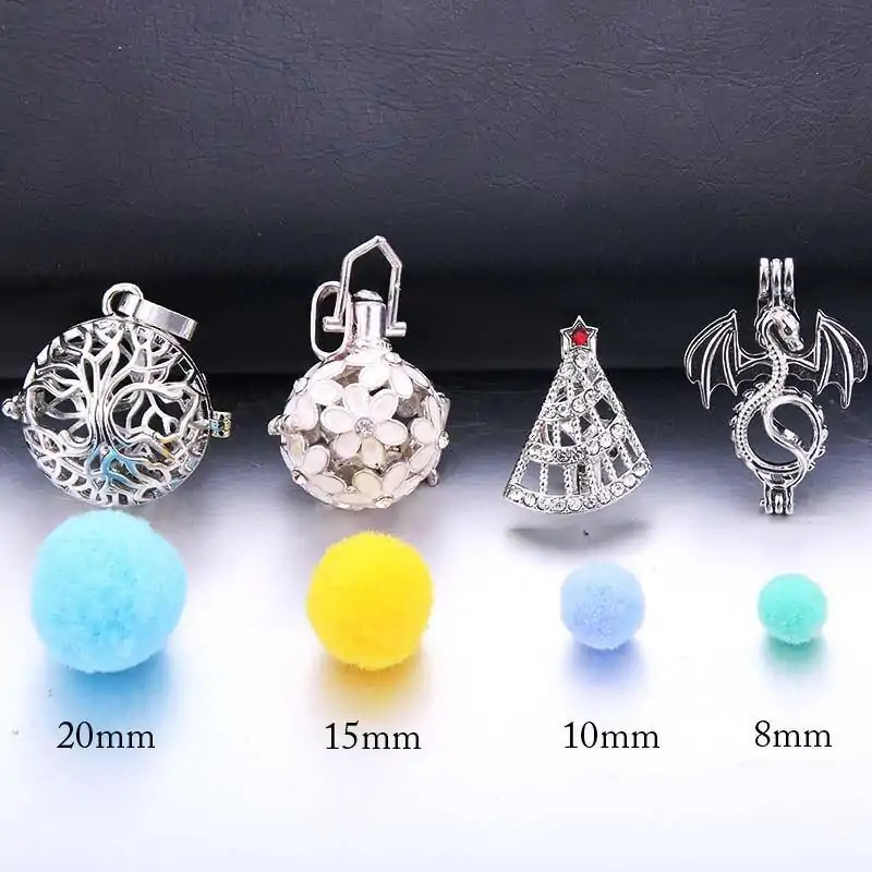 Bijou Diffuseur Huiles Essentielles <br> Boules coton pour pendentif. | OkO-OKO™ Boules cotton pour pendentif diffuseurs d'huiles essentielles exemple de tailles | oko oko