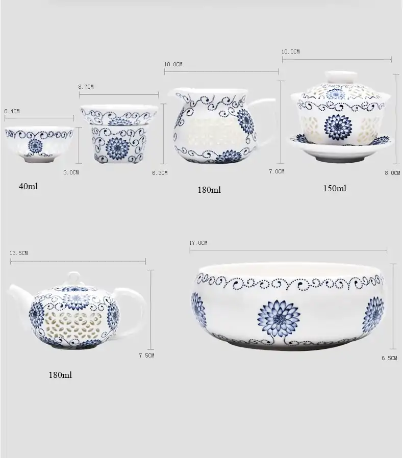 Service à Thé Porcelaine de Chine dimention 2 | OkO-OkO™ 