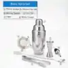 Ustensiles de cuisine <br> Kit shaker cocktail (6Pièces). | OkO-OKO™ Kit Shaker Cocktail inox 750 ml | oko oko