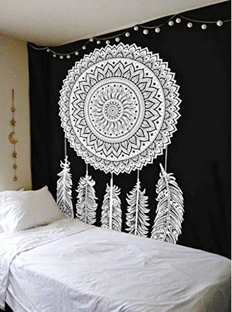 Wanddekoration Schwarz-Weiß Mandala Wandbehang. | OkO-OKO™ Wanddekoration Wandbehang Mandala Schwarz und Weiß. | OkO-OkO™