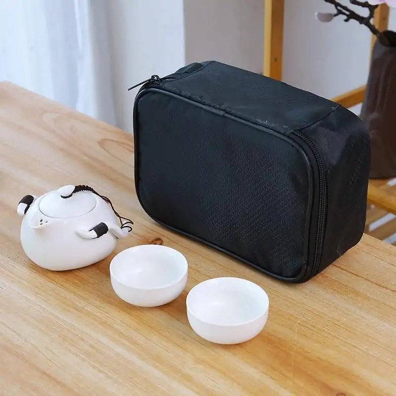 Travel Tea Set (6 variants). | OkO-OKO™ White Travel Tea Set 2 bowls +1 teapot and carrying bag | OkO-OkO