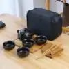 Travel Tea Set (6 variants). | OkO-OKO™ Black Travel Tea Set 4 bowls +1 teapot + tray and carrying bag | OkO-OkO
