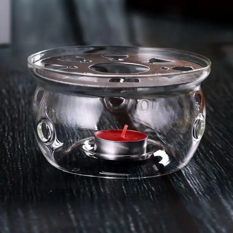 Calentador de Tetera De Vidrio con Vela. | OkO-OKO™ Calentador de tazas de vidrio sobre una mesa | oko oko