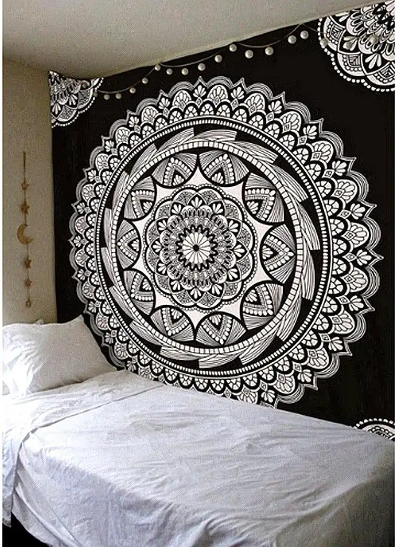 Wanddekoration Schwarz-Weiß Mandala Wandbehang. | OkO-OKO™ Wanddekoration Wandbehang Mandala Schwarz und Weiß. | OkO-OkO™