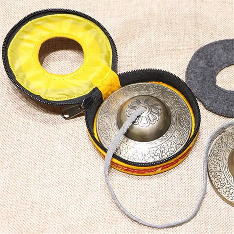 Bouddhisme <br> Cymbale Tibétaine | OkO-OKO™ Cymbale Tibétaine dans leur étuit tibétain