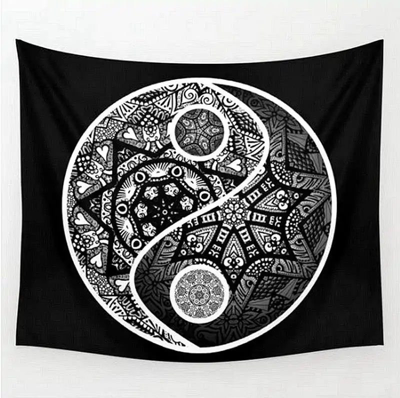 Wanddekoration Schwarz-Weiß Mandala Wandbehang. | OkO-OKO™ Wanddekoration Wandbehang Mandala Schwarz und Weiß. | OkO-OkO™