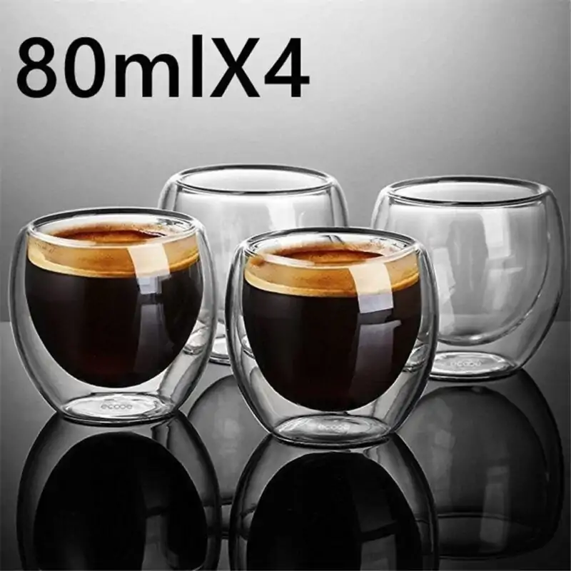 Service à thé <br>Verre double paroi. | OkO-OKO™ Lot de 4 verres double paroi pour le café ou le thé oko-oko