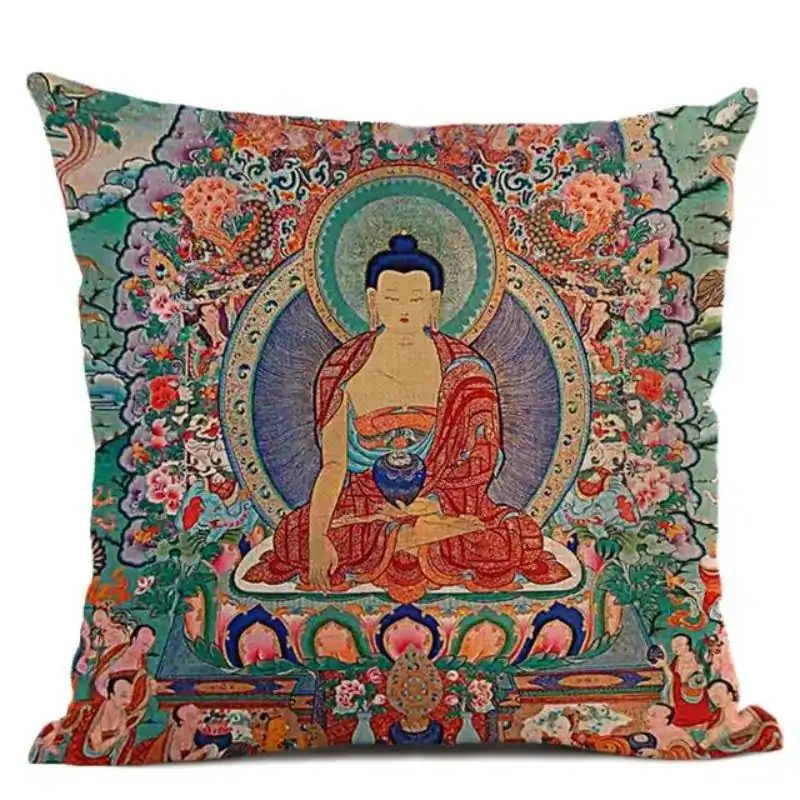Bouddhisme <br> Coussin Bouddha (9 Variante). | OkO-OKO™ Coussin Bouddha avec auréole | OkO-OkO