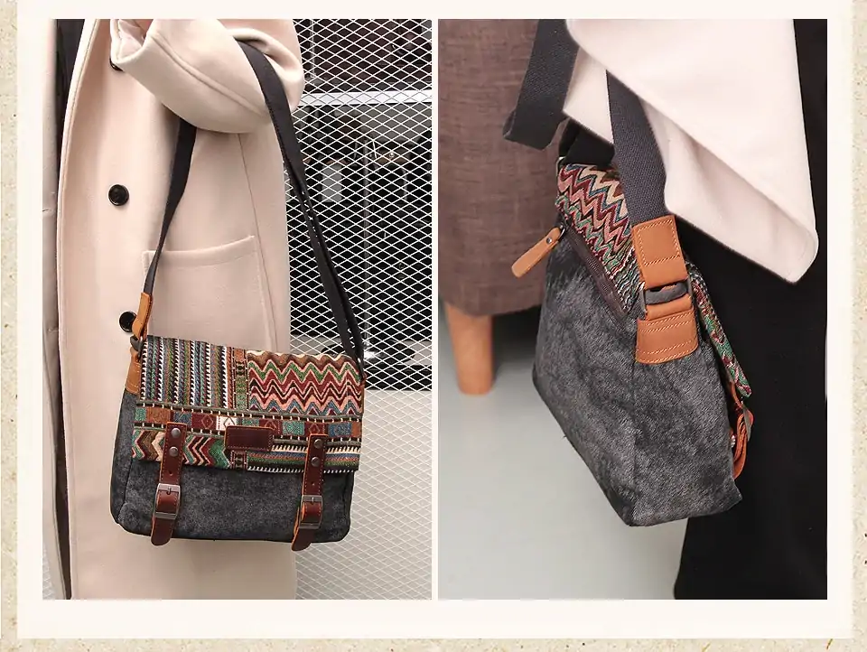 Sac bandoulière jeans ethnique | oko oko