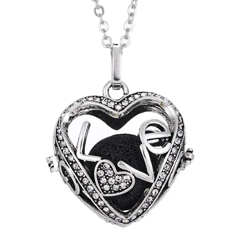 Bijou Diffuseur Huiles Essentielles <br> Pendentif Vintage. | OkO-OKO™ Pendentif diffuseur huiles essentielles coeur avec love| oko oko