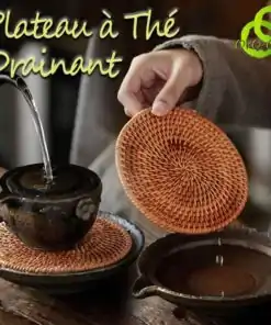 Plateau à Thé Drainant en Céramique et Rotin | OkO-OkO