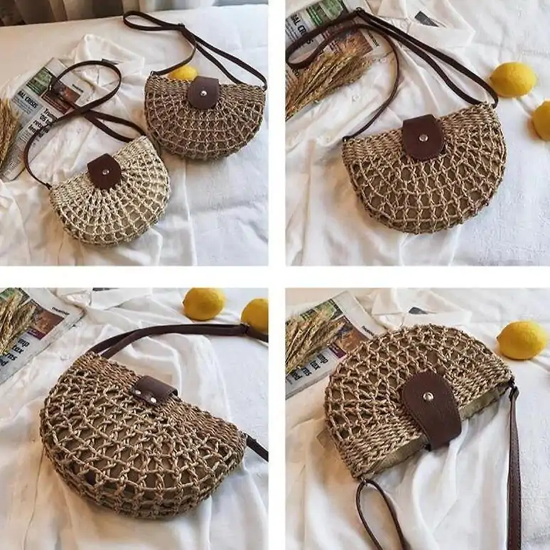 Sac à main <br>Raphia. | OkO-OKO™ Sac a main raphia crochet demie lune | oko oko