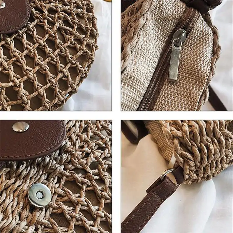 Sac à main <br>Raphia. | OkO-OKO™ Sac a main raphia détaile des coutures et zip | oko oko