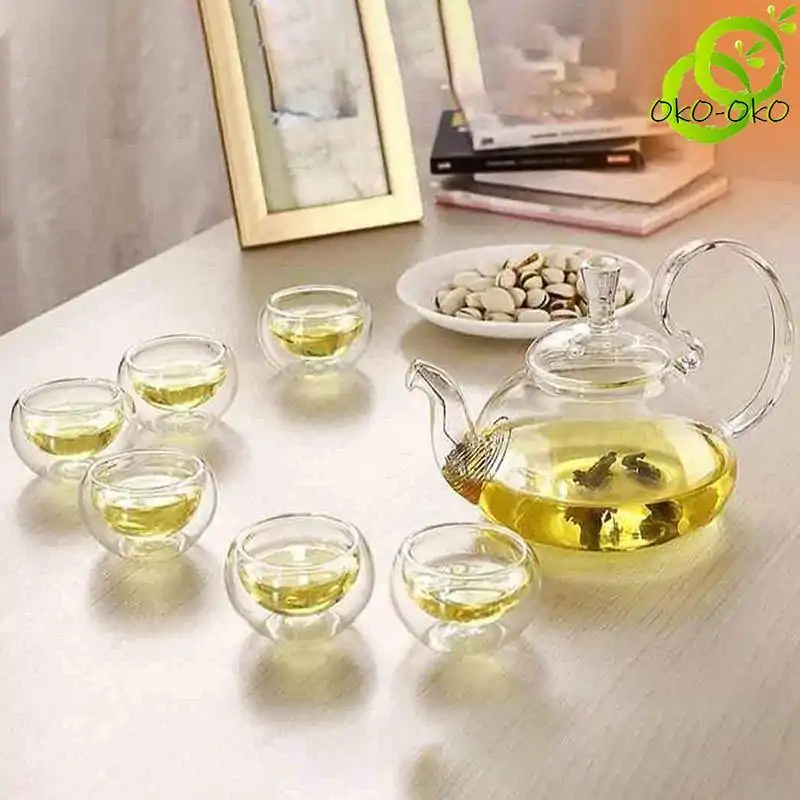 Service à Thé <br> en Verre | OkO-OKO™ Service à Thé en Verre transparent| OkO-OkO™