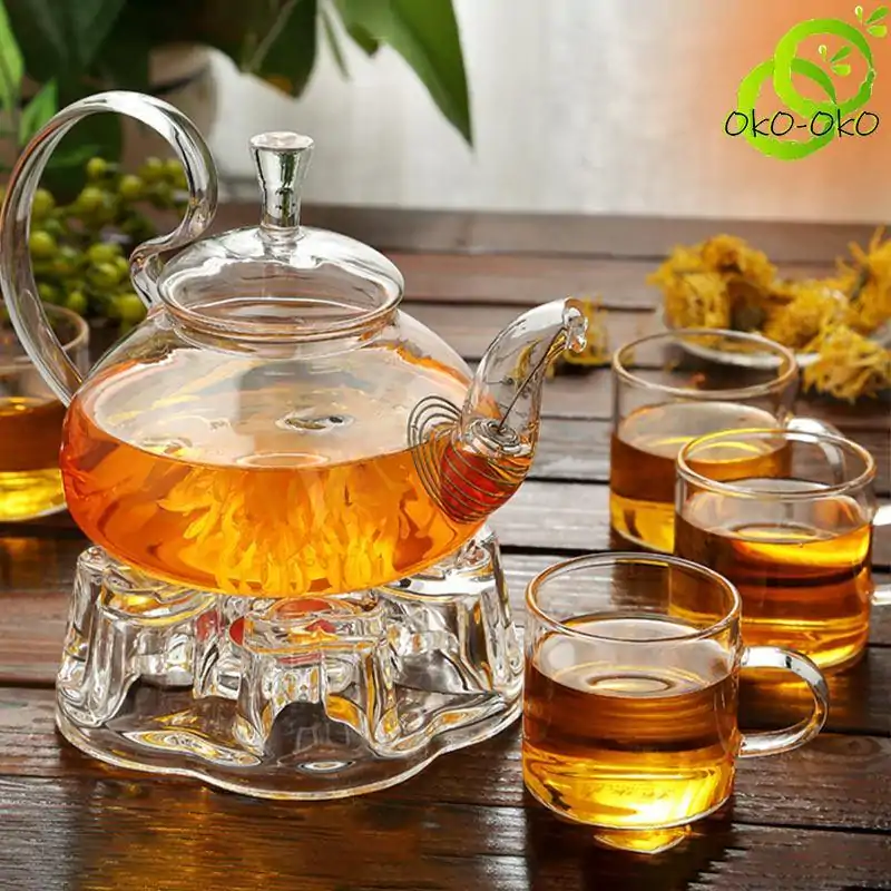 Service à Thé <br> en Verre | OkO-OKO™ Service à Thé avec chauffe théière En Verre | OkO-OkO™