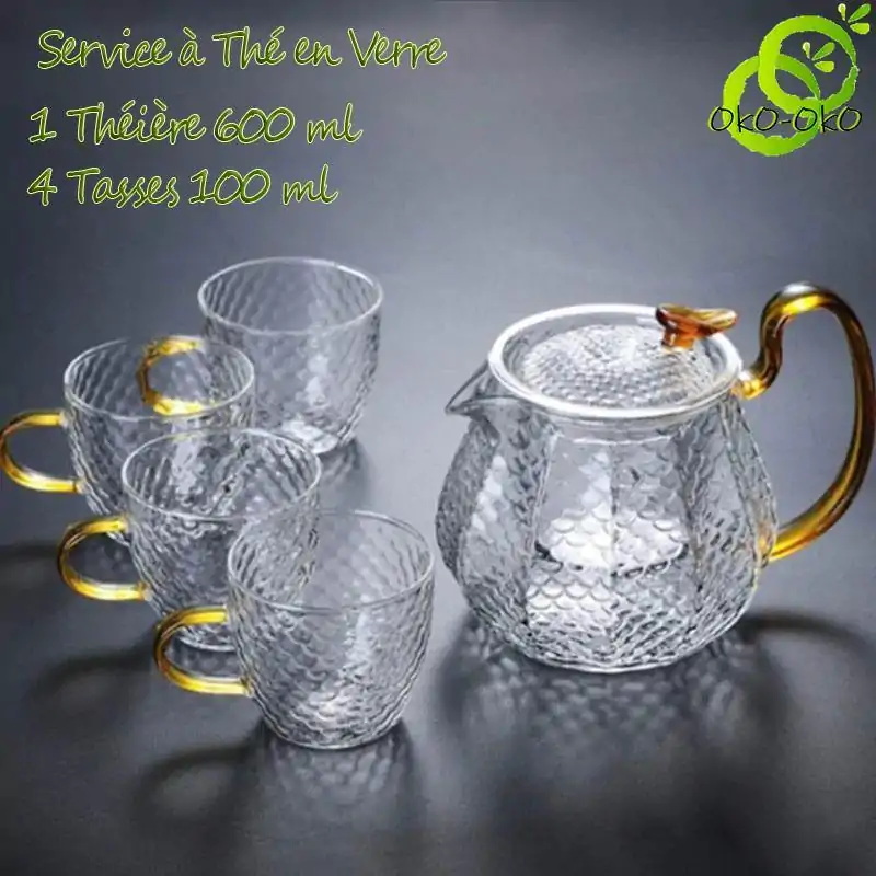 Theeset Schubben (Glas). | OkO-OKO™ Mooie glazen chips theeset | oko oko