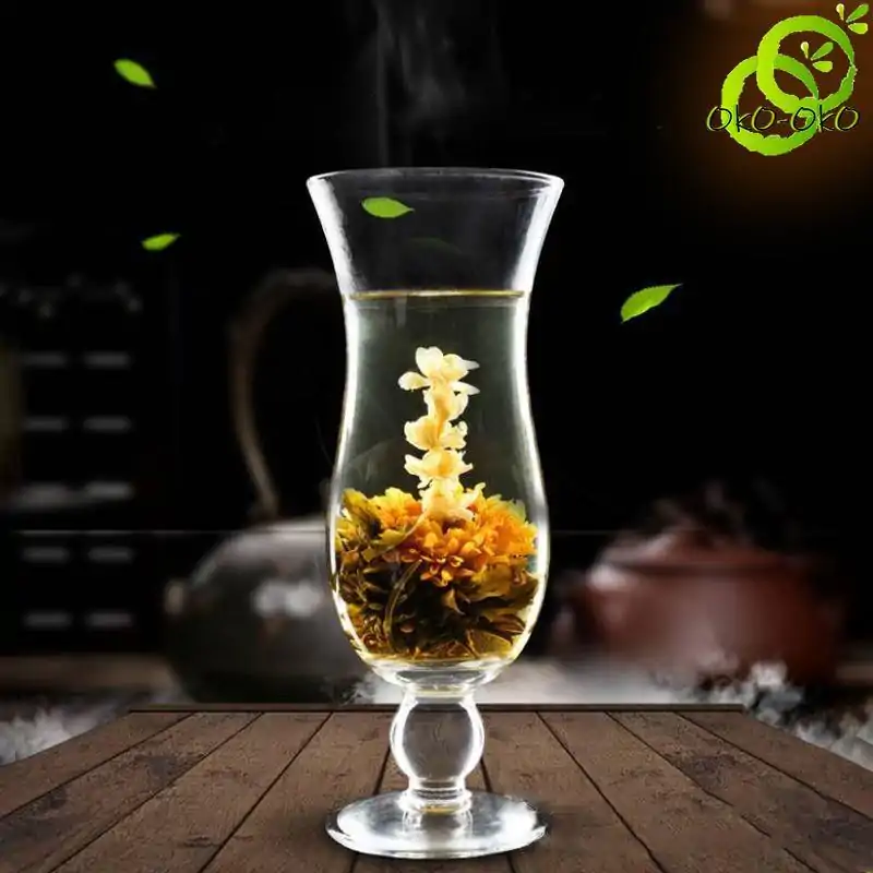Thé et Infusion <br> Fleur de thé qui s'ouvre dans l'eau. | OkO-OKO™ Jolie Fleur de Thé dans un coupe | OkO-OkO