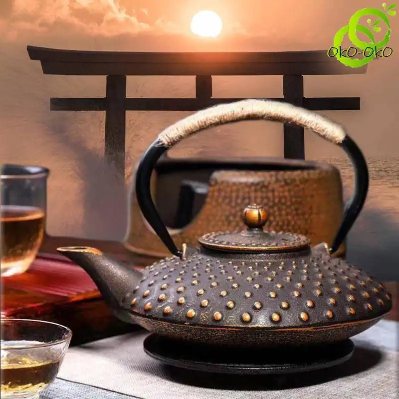 Théière en fonte Japonaise Dorée pas cher | oko-oko