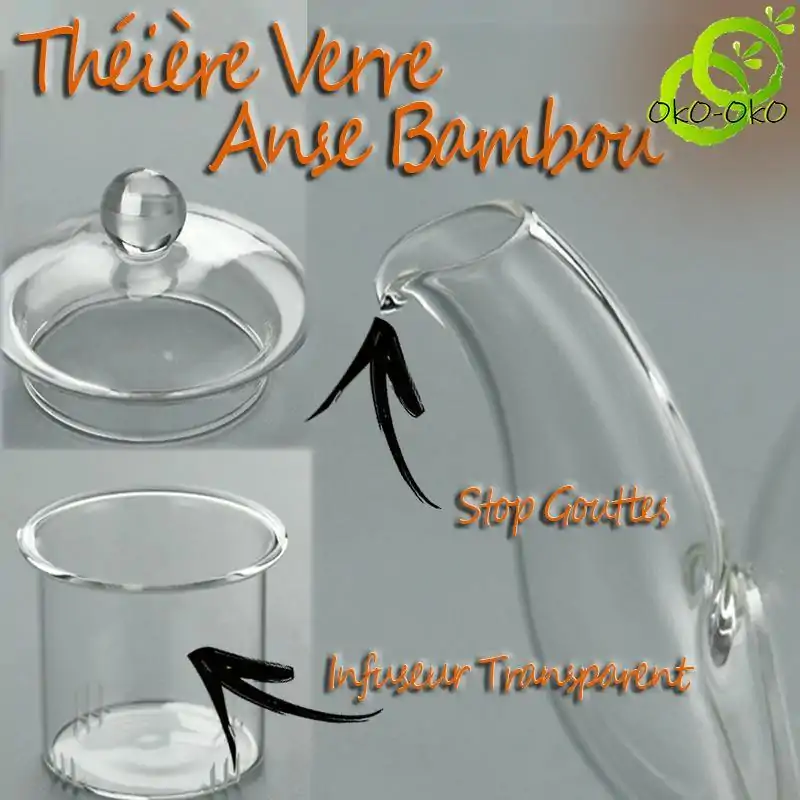 Théière Verre <br> Anse Bambou | OkO-OKO™ Théière Verre Anse Bambou détails | OkO-OkO™